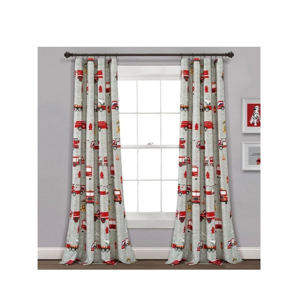 Make A Wish Fire Truck Window Curtain Panels 84-inches in L Set of 2 - used